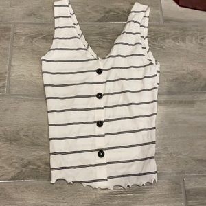 Youth tank top. White w black stripes